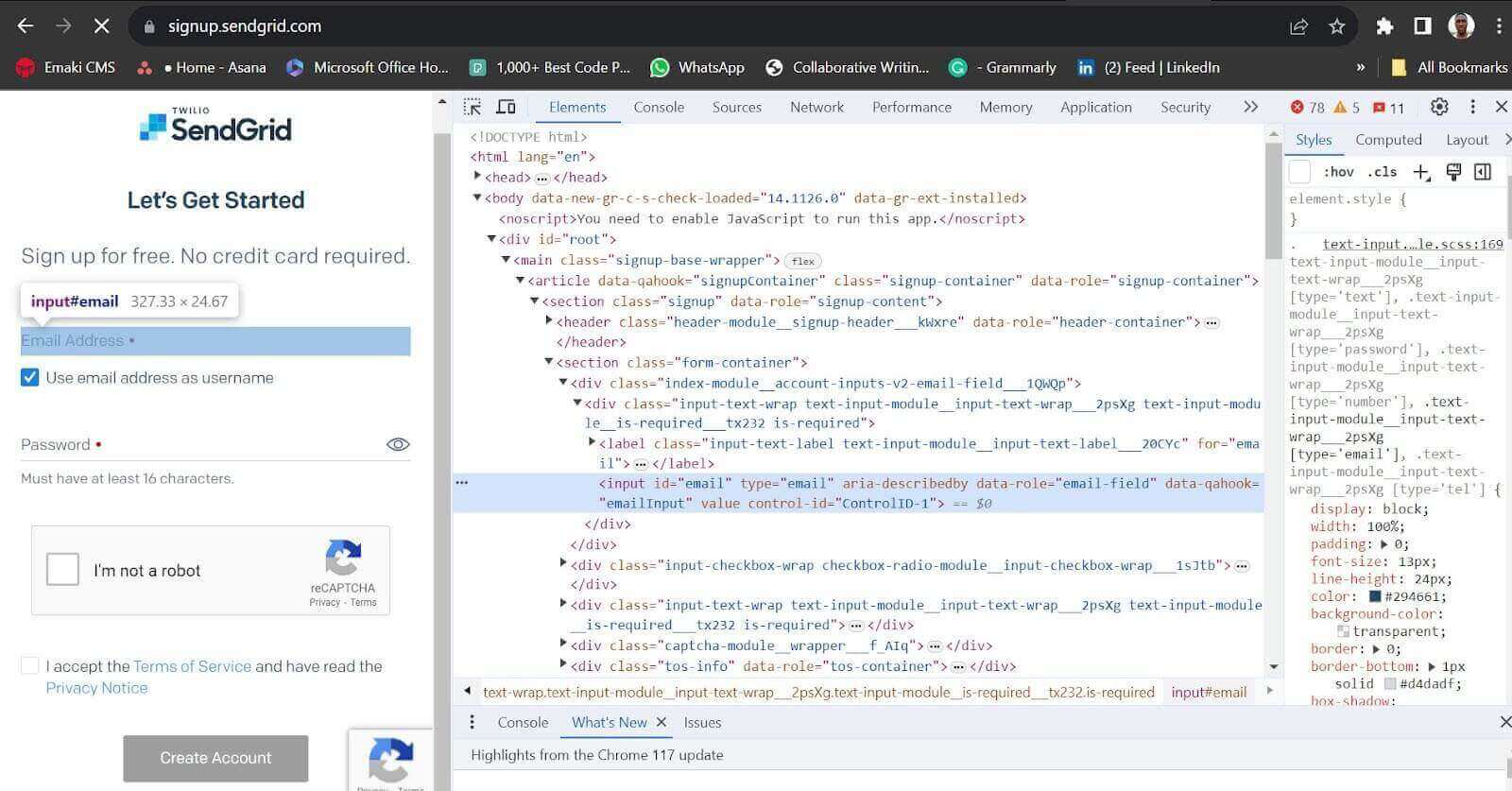 obtain the email input element obtain the email input element