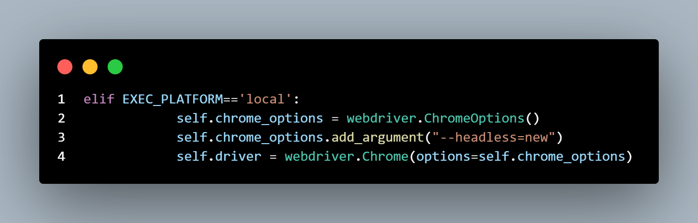 test suite executes locally using the local Chrome driver test suite executes locally using the local Chrome driver