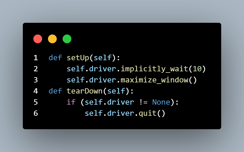 setUp and tearDown methods setUp and tearDown methods