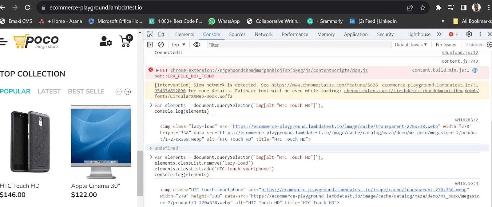 writing JavaScript in the console writing JavaScript in the console