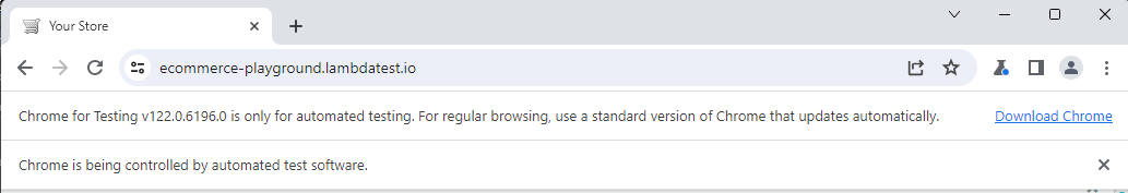 Test Execution (Chrome – canary[v122.0.6196.0])