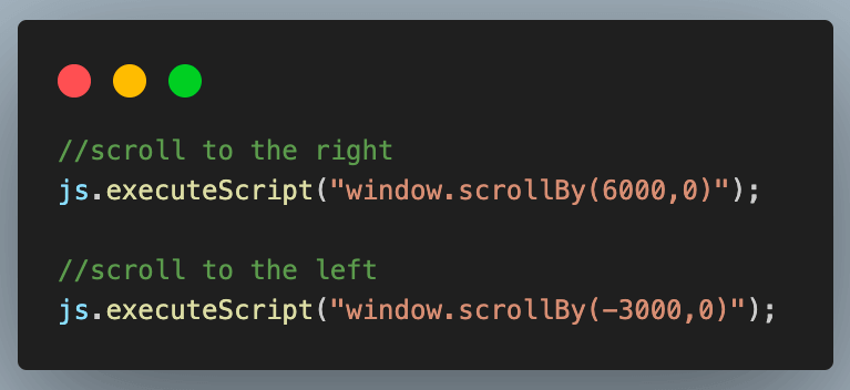 movement of the scroll bar in the horizontal left direction movement of the scroll bar in the horizontal left direction