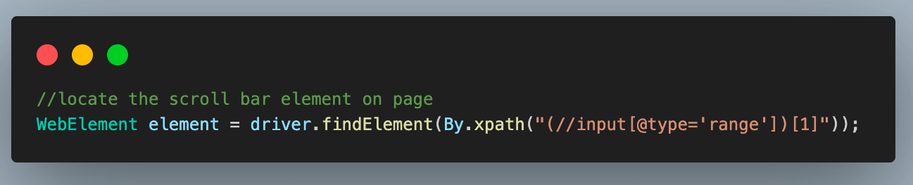 range element on the web page for the intended scrolling action range element on the web page for the intended scrolling action