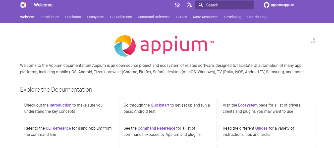 Appium DevOps testing dashboard with CI/CD integration