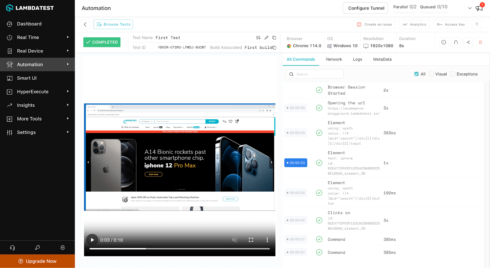 Explore various available test details