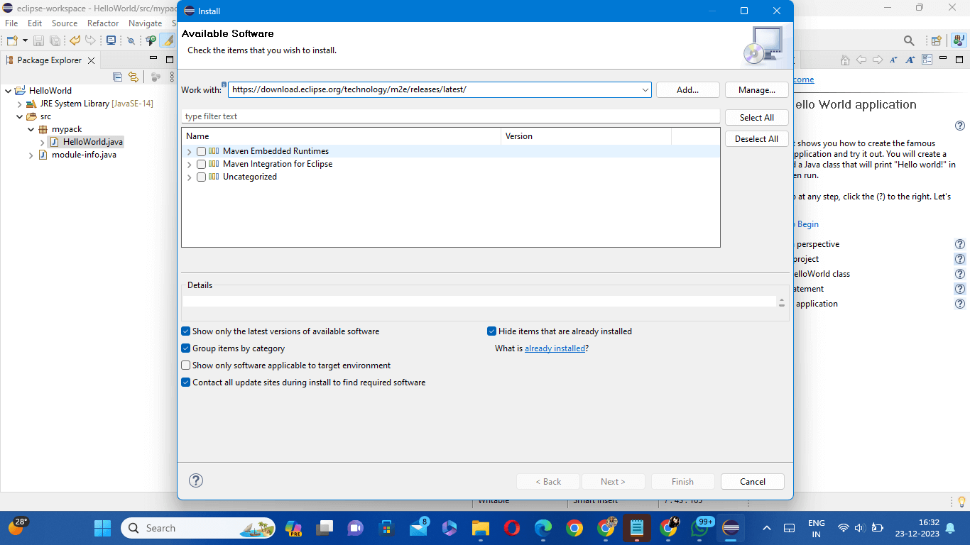 In the “Work with” text box, type