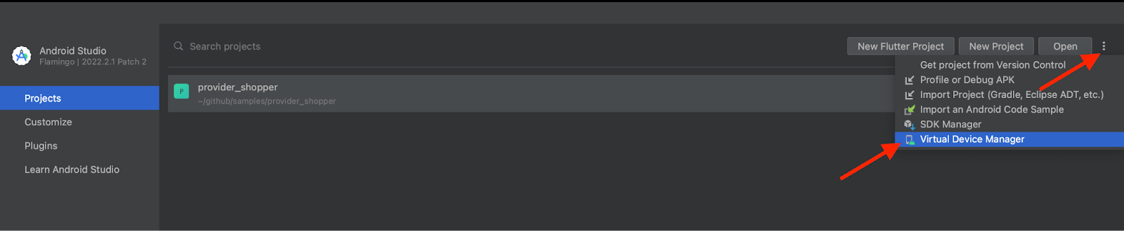 Start the Android emulator