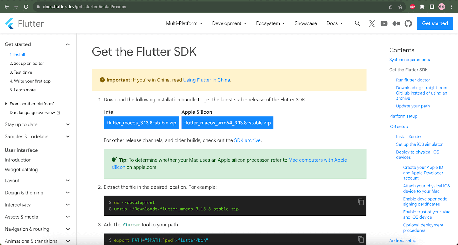 clicking on the macOS box