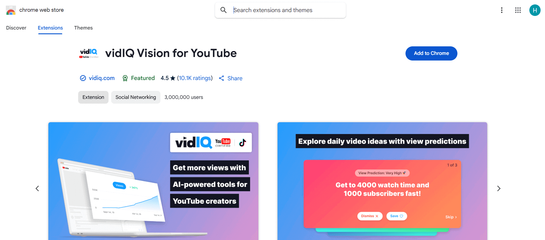 vidIQ Vision for YouTube