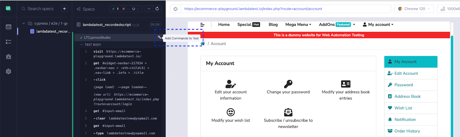 Add Commands to Test Add Commands to Test