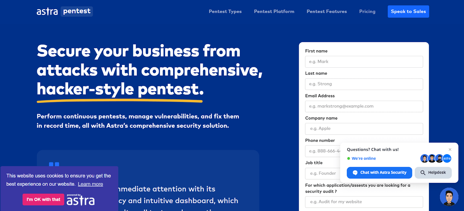 Astra Security's penetration testing platform Astra Security's penetration testing platform