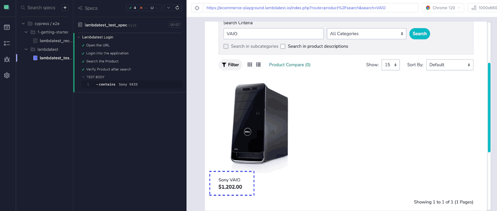 Click on ‘lambdatest_test_spec.cy.js’ Click on ‘lambdatest_test_spec.cy.js’