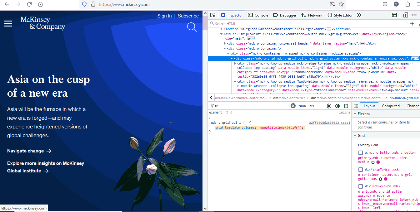 example of the McKinsey website that uses CSS example of the McKinsey website that uses CSS