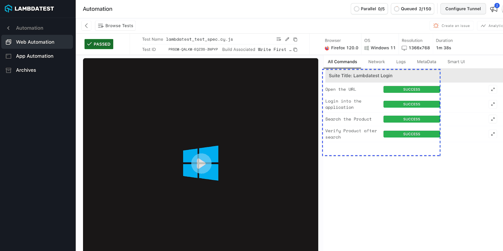 executed test cases in the Firefox browser. executed test cases in the Firefox browser.