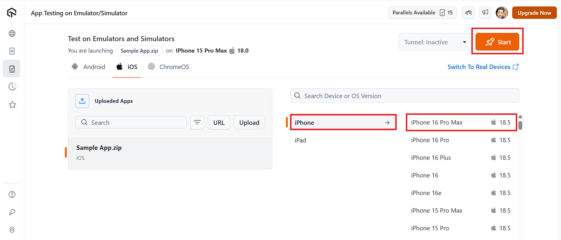 start the test start the test