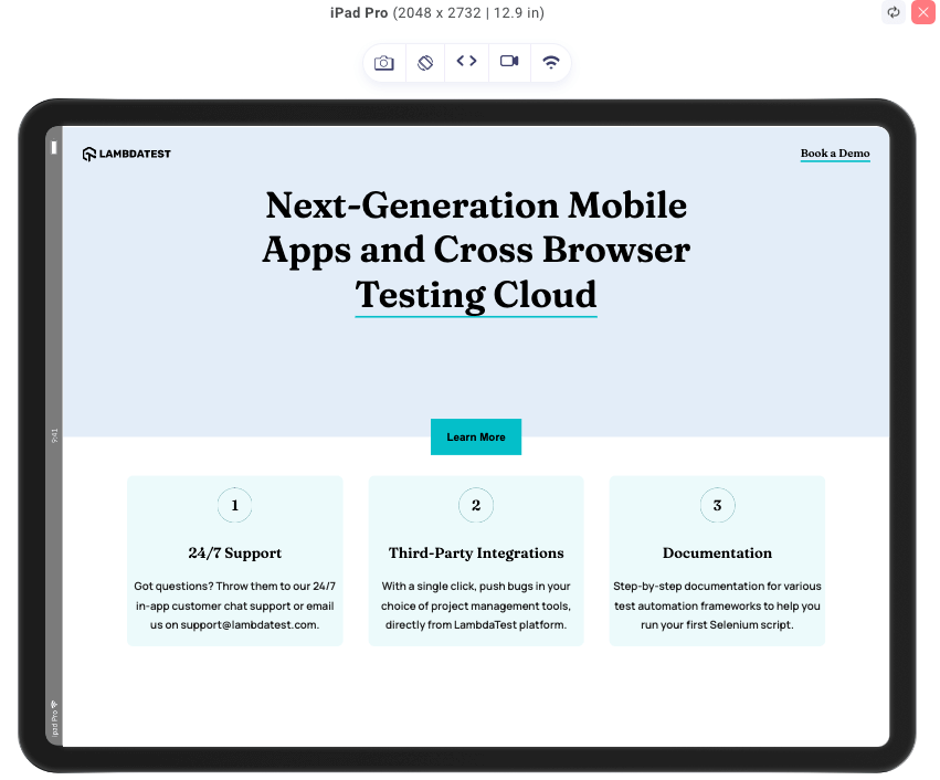 Tablet landscape view Tablet landscape view