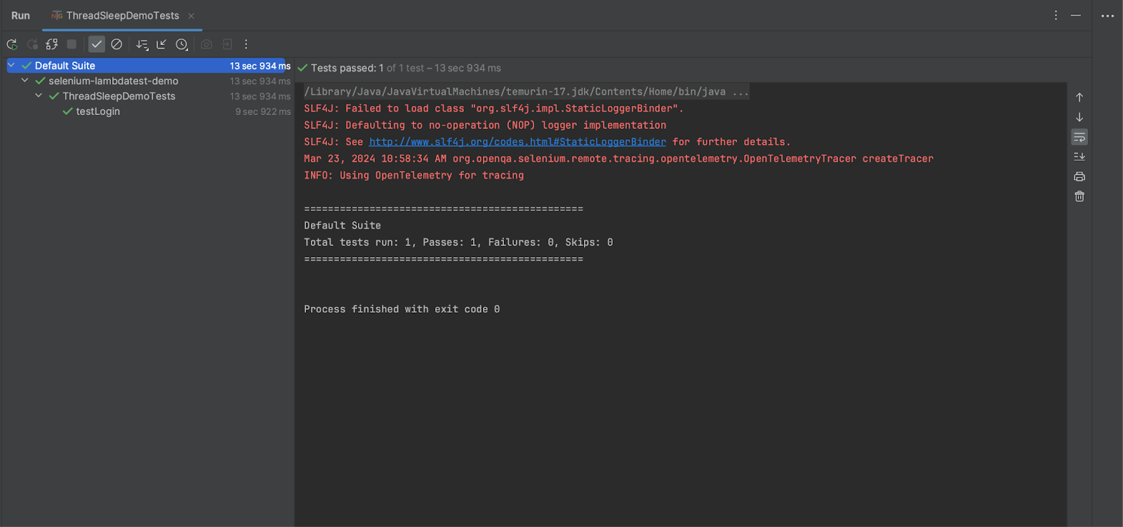 test execution performed using IntelliJ IDE test execution performed using IntelliJ IDE