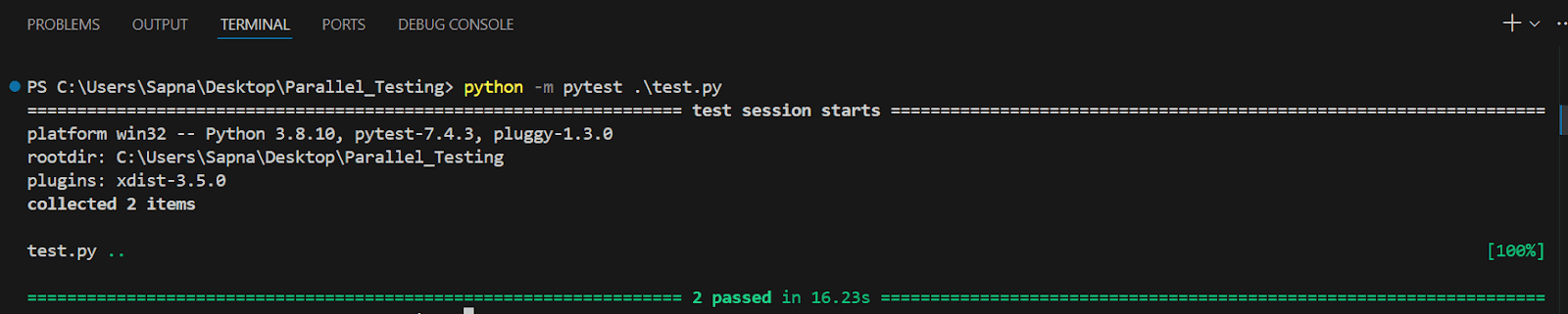 command to run the test code using pytest