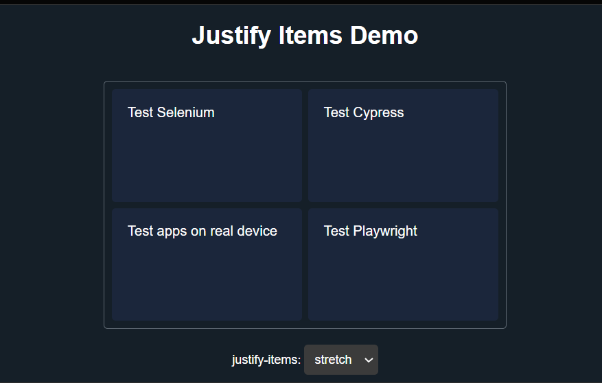 justify item demo justify item demo