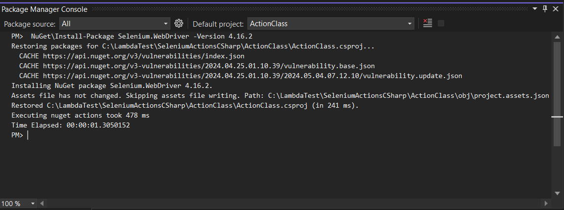 NUnit and Selenium WebDriver installation command in package manager NUnit and Selenium WebDriver installation command in package manager