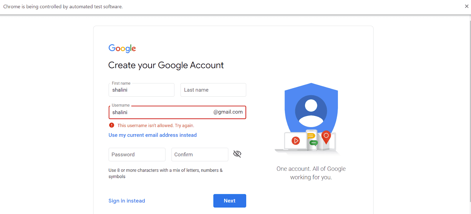 Screenshot demonstrating copying and pasting text using Selenium Actions class in test automation Screenshot demonstrating copying and pasting text using Selenium Actions class in test automation