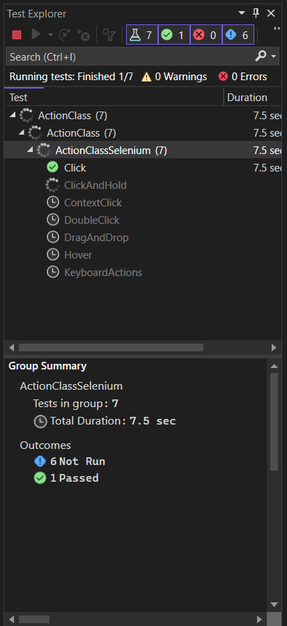 Screenshot of test execution buttons and grid interface Screenshot of test execution buttons and grid interface