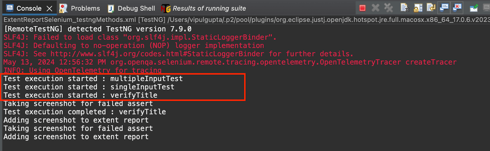 generated on the console generated on the console