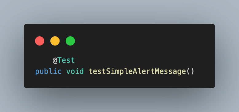 testSimpleAlertMessage(), testSimpleAlertMessage(),