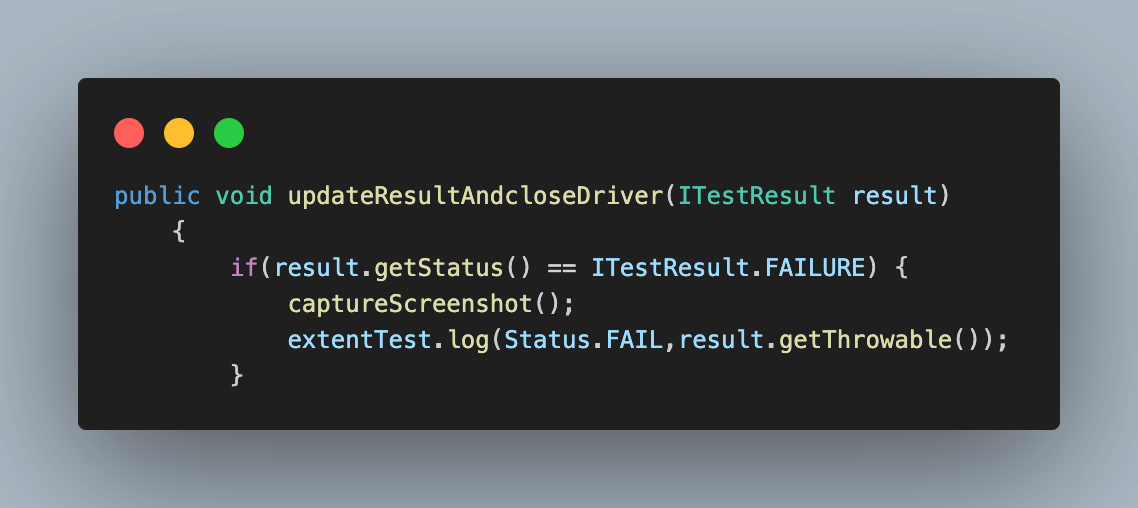 updateResultAndcloseDriver() updateResultAndcloseDriver()