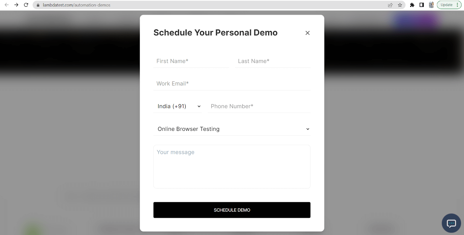 Book A Demo form