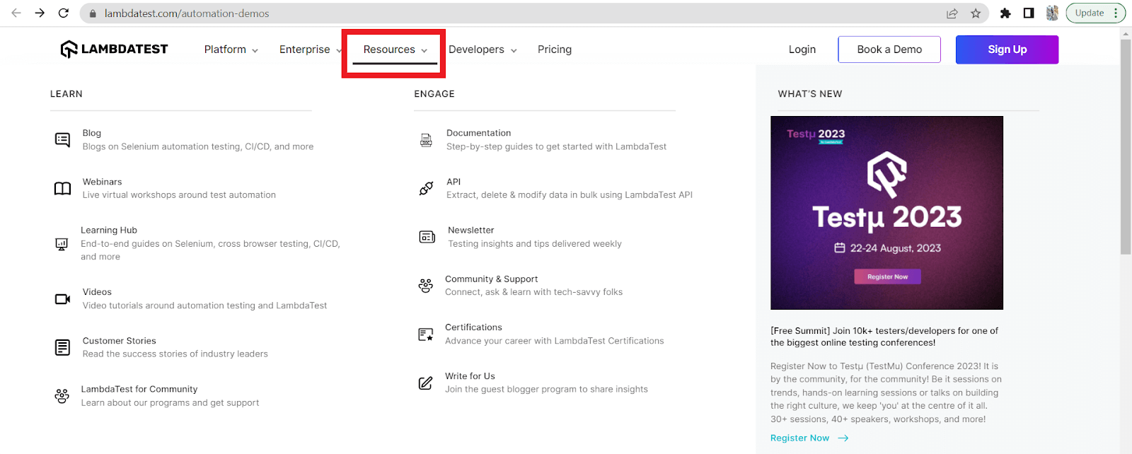 performed the click() action