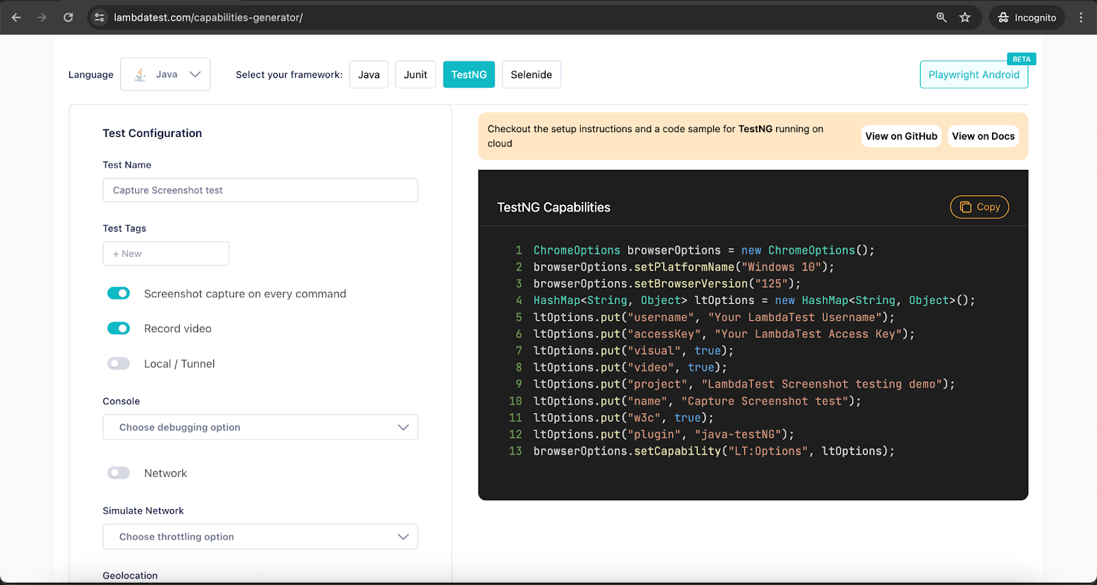 test configuration test configuration