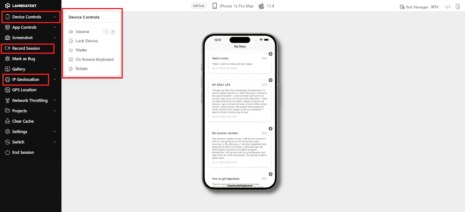 Using the left menu options Using the left menu options