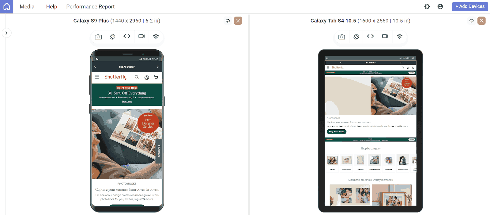 Shutterfly design features high-quality images