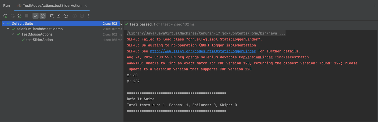 execute the test execute the test