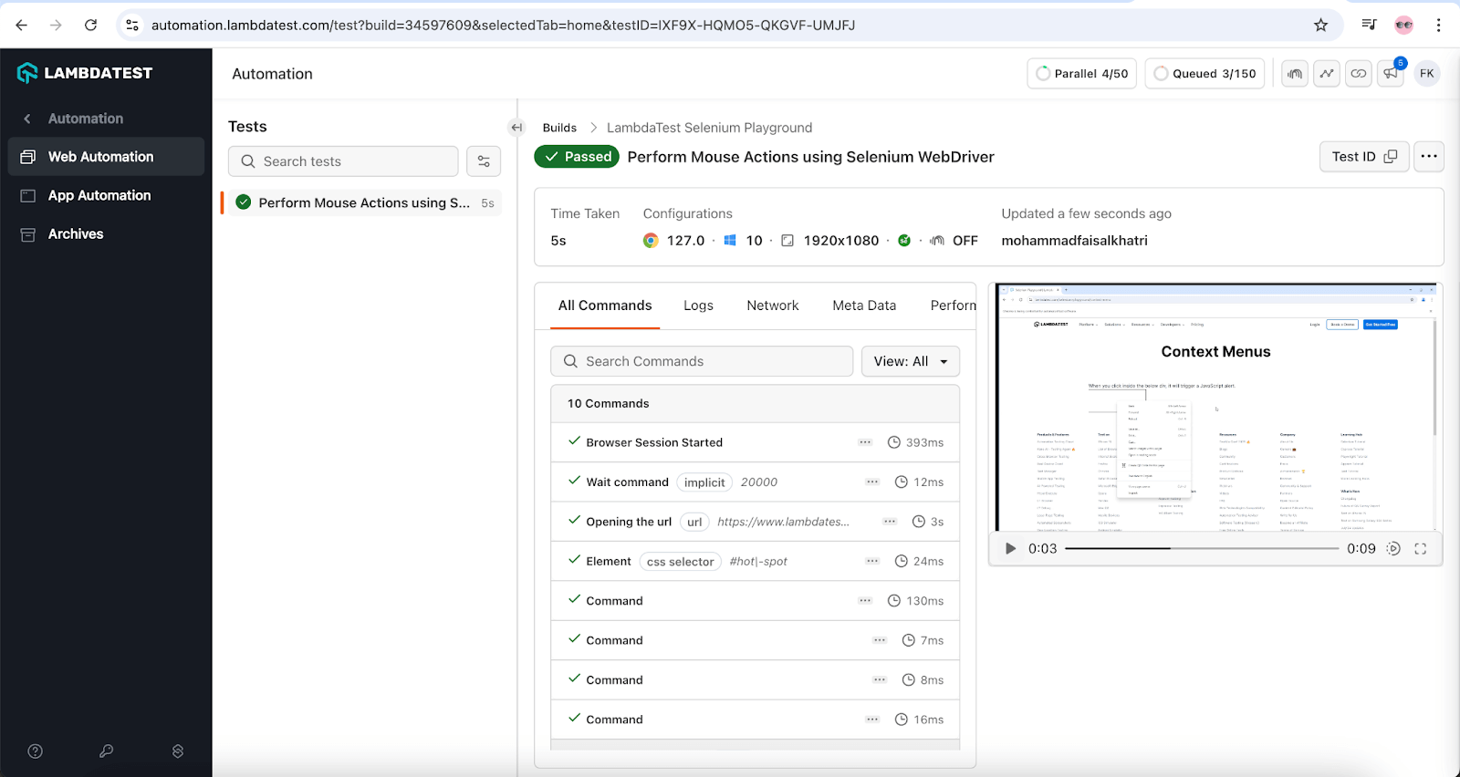 selected a context menu selected a context menu