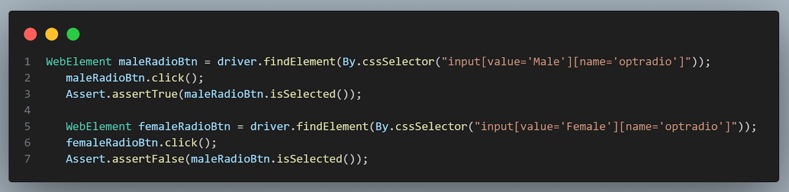 testAssertFalse() testAssertFalse()