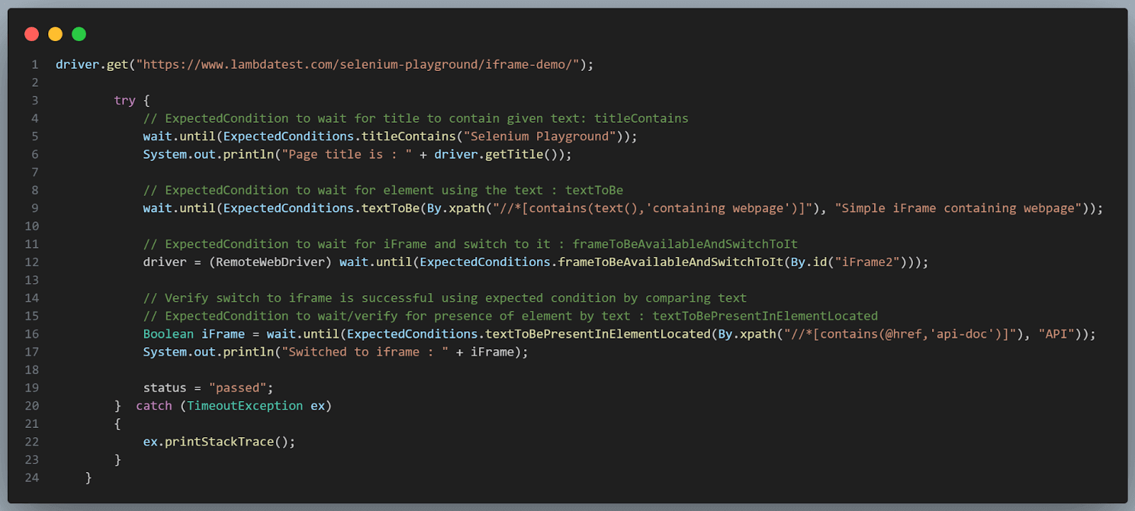 WebDriverWait object,