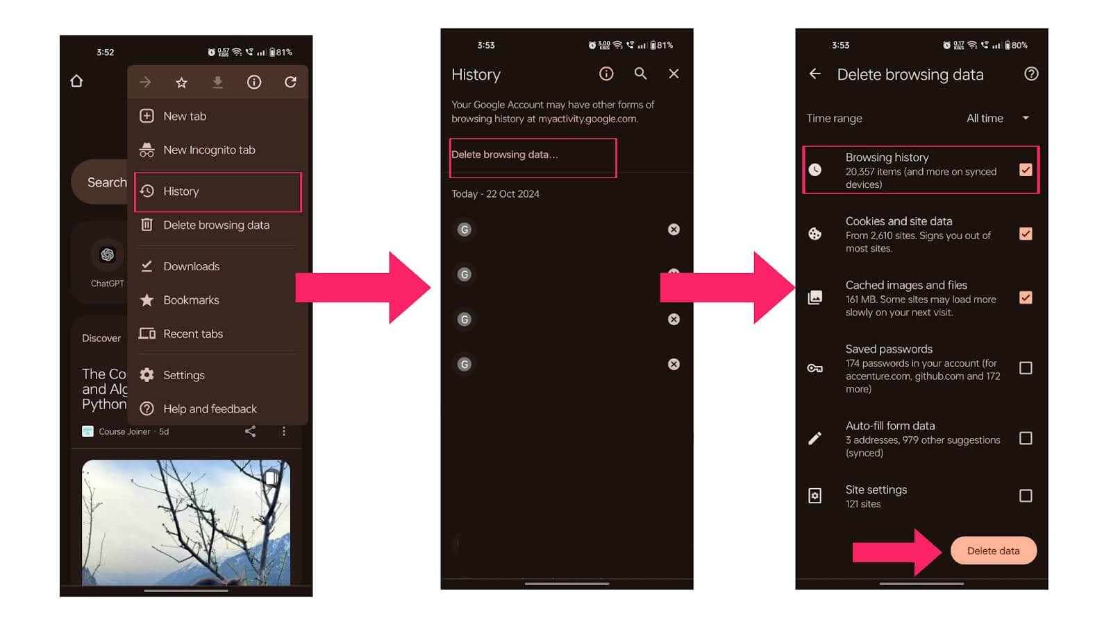 Clear History on Android Using Google Chrome Clear History on Android Using Google Chrome