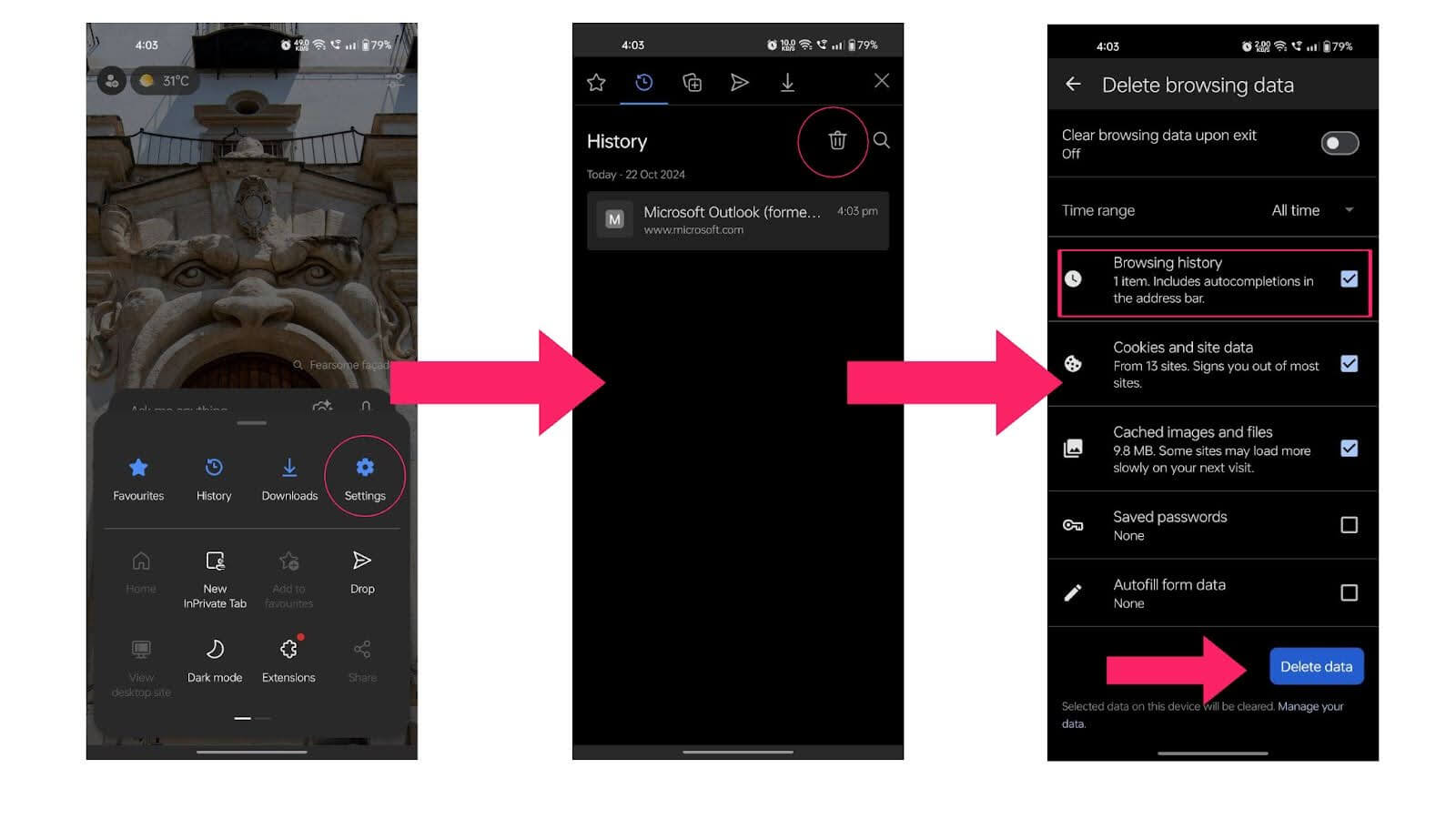 Clear History on Android Using Microsoft Edge Clear History on Android Using Microsoft Edge