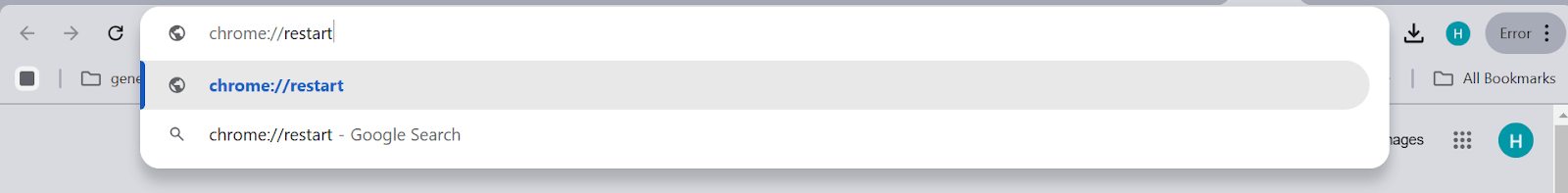 enter chromerestart in the address bar and press Enter enter chromerestart in the address bar and press Enter