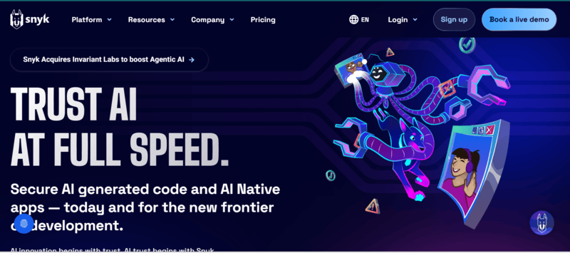 Snyk webpage Snyk webpage