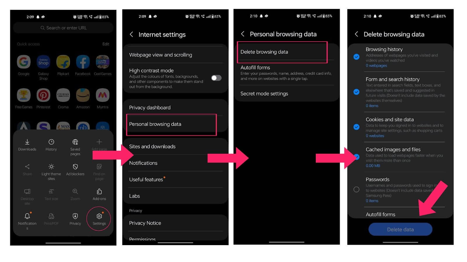 Tap the blue Delete data Tap the blue Delete data