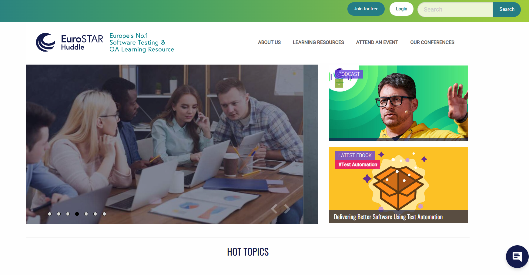 EuroSTAR Huddle Community home page