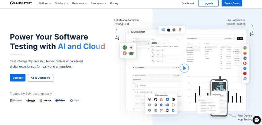 Lamdatest Homepage Screenshot