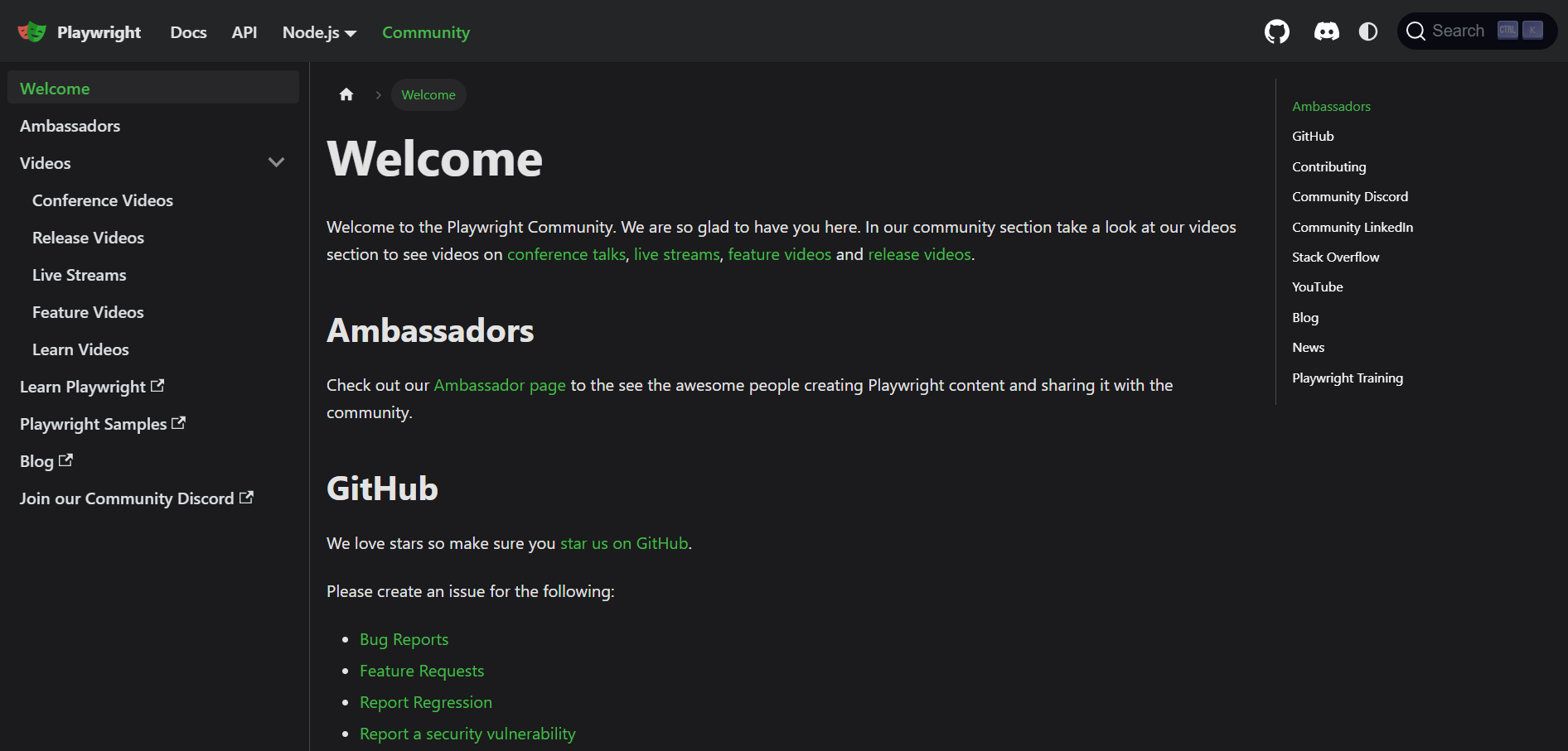 Playwright Community home page