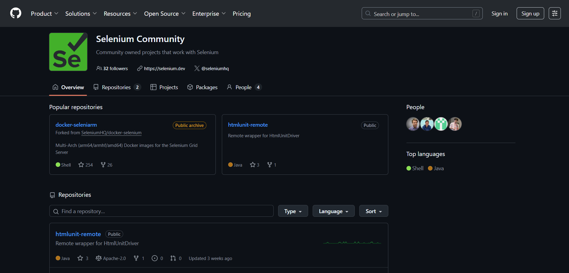 Selenium community home page