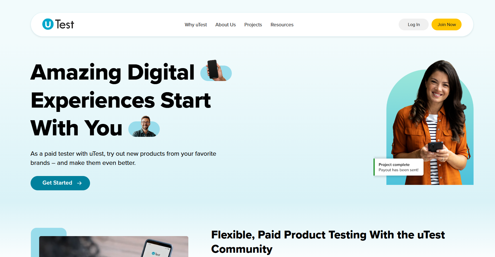 uTest community home page