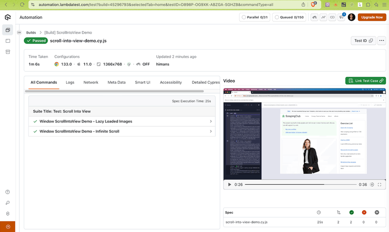 check the test execution status