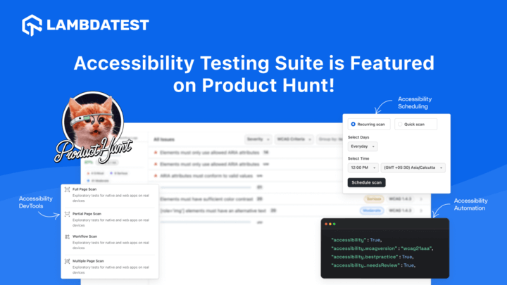 TestMu AI (Formerly LambdaTest) Accessibility Testing Suite Is Now Live on Product Hunt! |